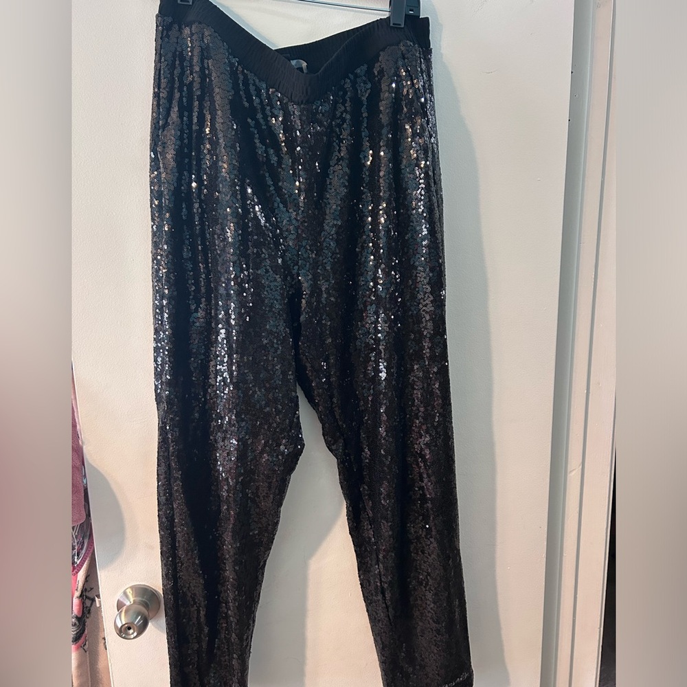 Black sequins jogger pants